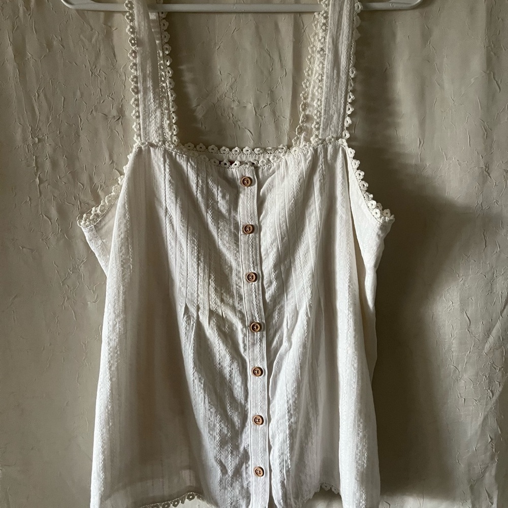 Show Me Your MuMu White Lace Trim Tank Top